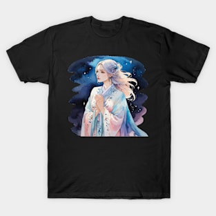 Anime Girl Watercolor Drawing T-Shirt